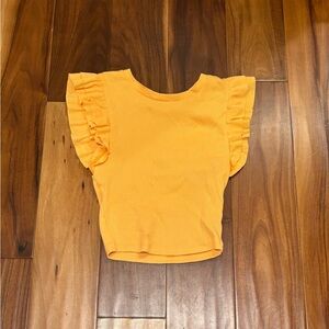 Zara bright orange cropped ruffle top